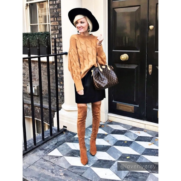 Goodnight Macaroon Shoes - Goodnight Macaroon Tan over the knee boots